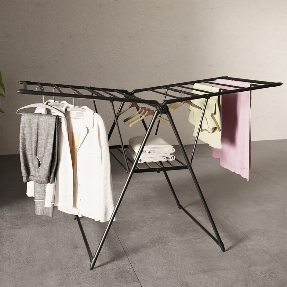 Foldable Cloth Drying Stand with 4-Way Rack – Strong, Durable & Space-Saving