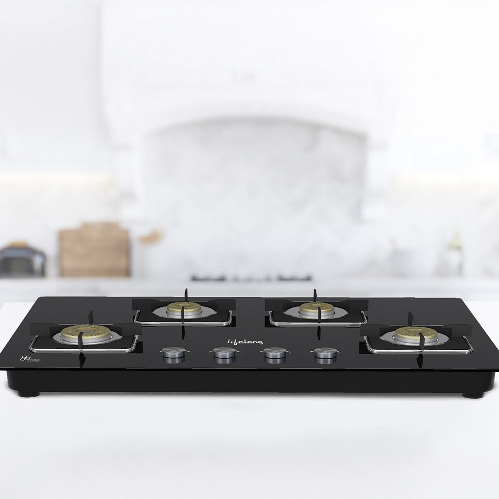 LLHT004 Lifelong Lexus Glass HobTop 4 Burner Gas Stove ( Black)