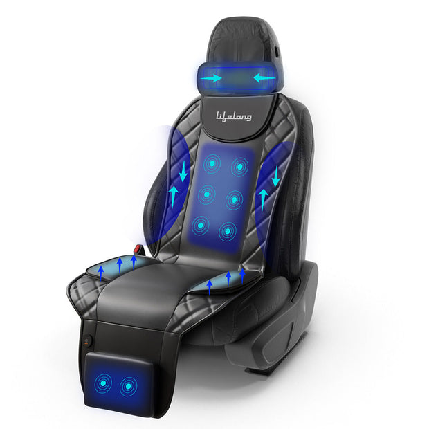 Car Seat Back Massager – Kneading & Vibration for Neck, Shoulder & Lumbar Pain (LLM441, Black)