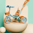 Kids Tricycle with Parental control, EVA wheels (Green/Tan)