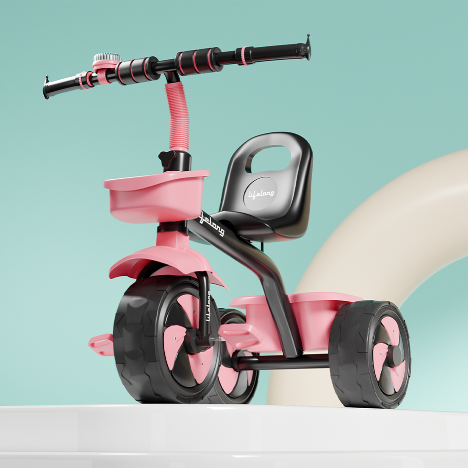Lifelong Kids Tricycle with Eva wheels, bell and Storage Basket / baby Trike/ Age Group 2 Year to 5years/ Pink & Black