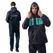 Lifelong Campaign Men's Polyester Waterproof Standard Length Raincoat Double Coating Reversible Rain Suit with Hood & Inner Mobile Pocket, Set of Top and Bottom, Size-L