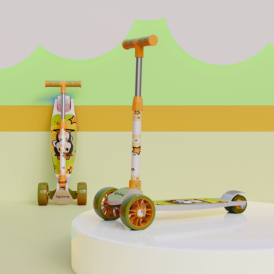 Kids scooter with Broad Wheels (White/Green)
