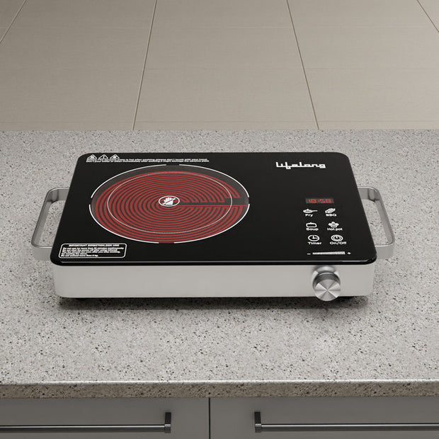 Lifelong 2200W Infrared Induction Stove with 4 Cooking Modes & Glass Plate