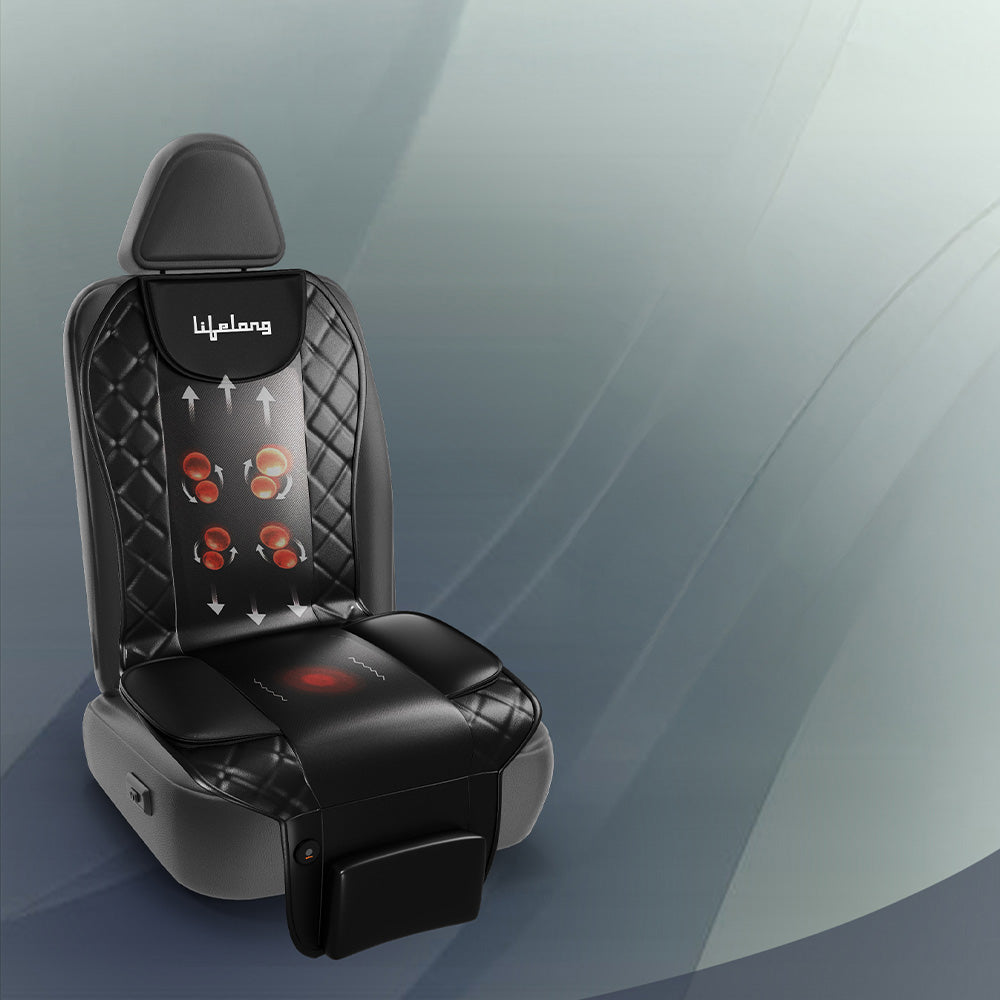 Car Seat Back Massager – Kneading & Vibration for Neck, Shoulder & Lumbar Pain (LLM441, Black)