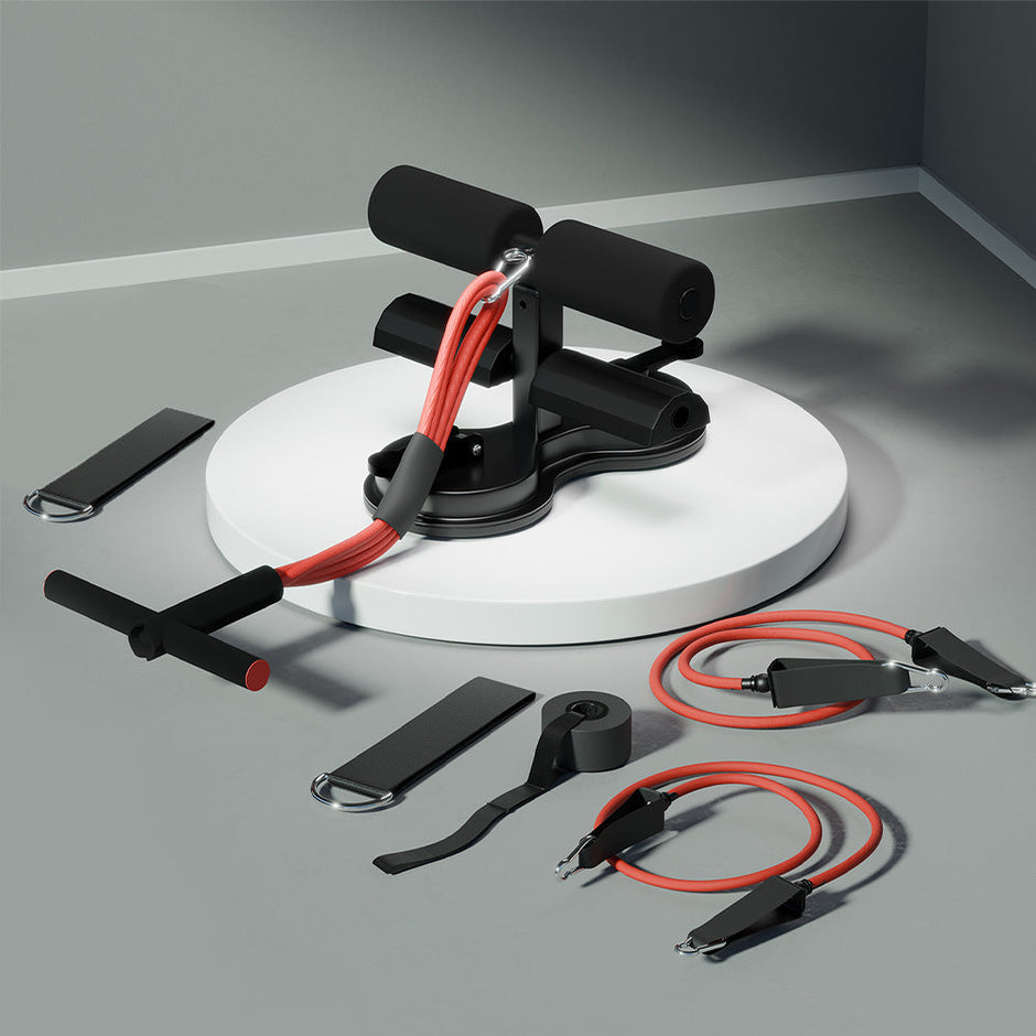 Lifelong Sit-Up Bar with Resistance Tubes - Dual Suction | 3 Height Levels | Portable Home Gym Equipment