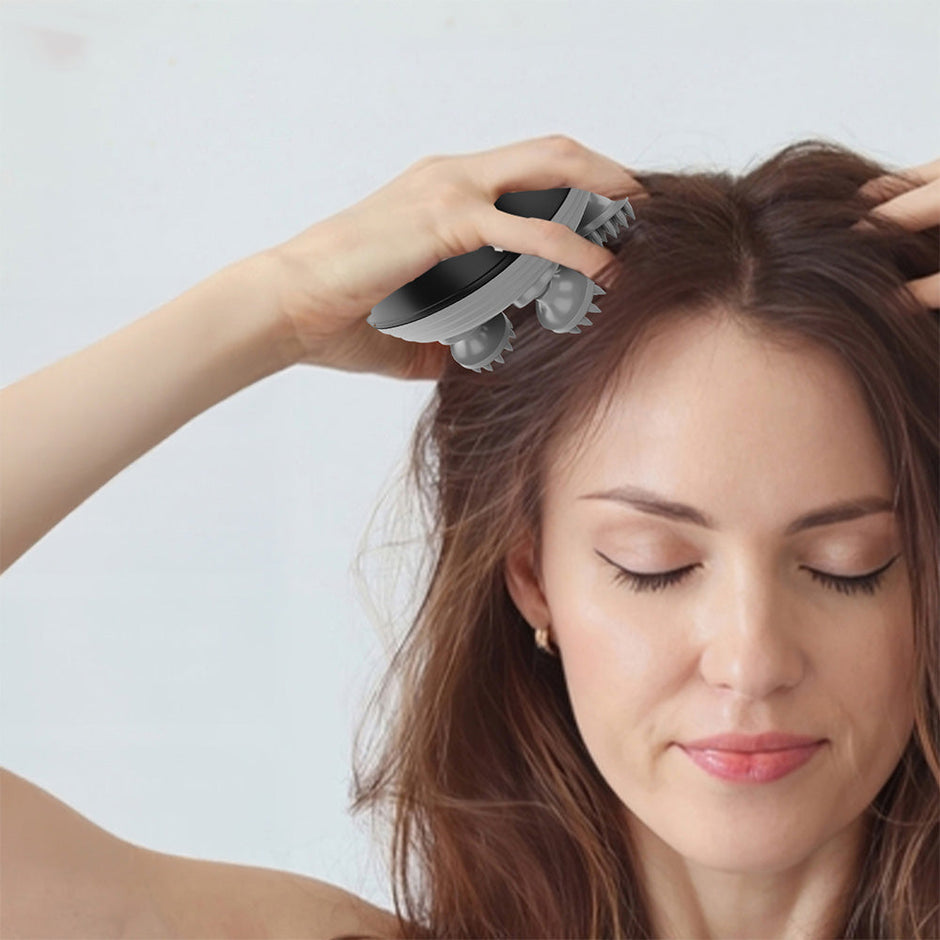 Rechargeable Electric Head & Scalp Kneading Massager, 4 Speed Modes, Handheld Portable Head Massager for Hair Growth, Deep Clean and Stress Relieving