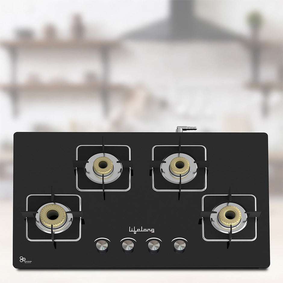 LLHT004 Lifelong Lexus Glass HobTop 4 Burner Gas Stove ( Black)