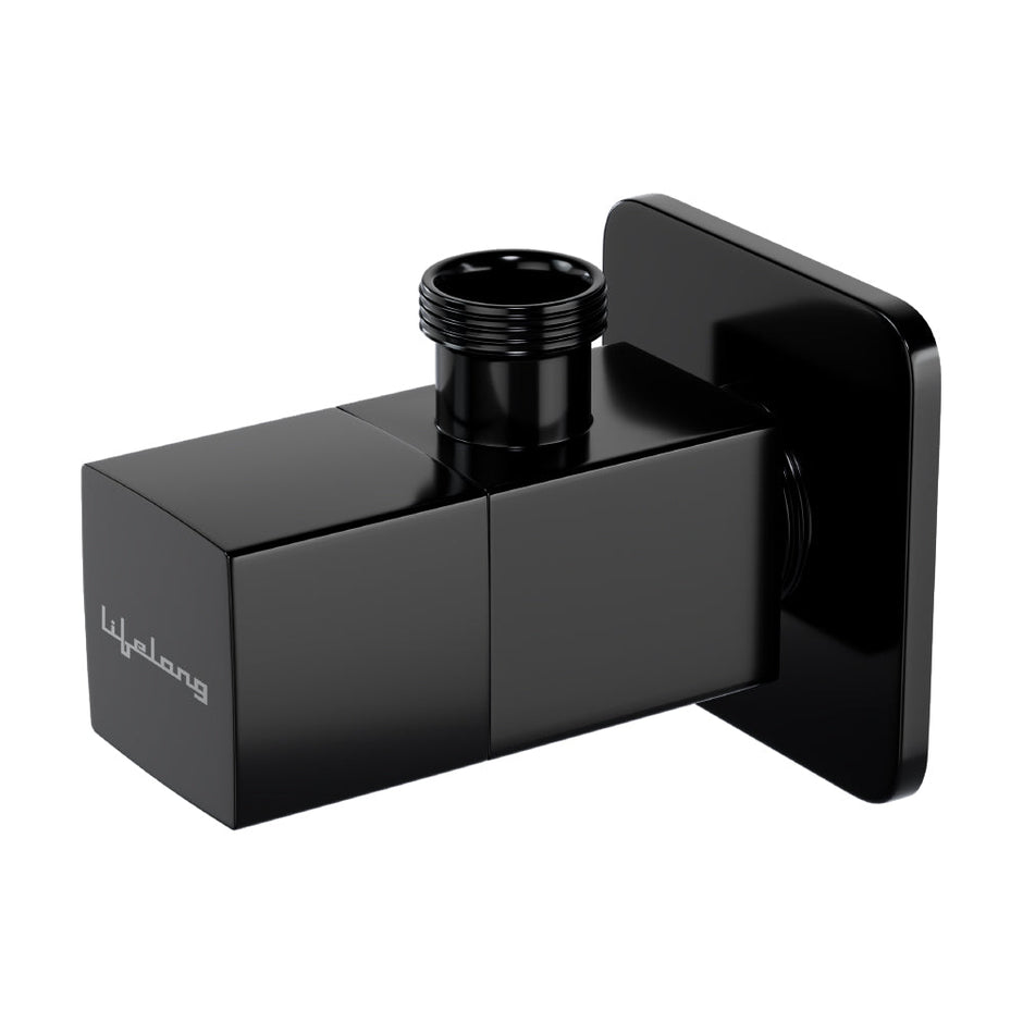 Lifelong Matte Black Angle Valve | | Pack of 2 | 100% Brass Body for Strength & Durability | Corrosion-Resistant & Leakproof Angle Cock Flush Valve for Toilets | Ideal for Home Use