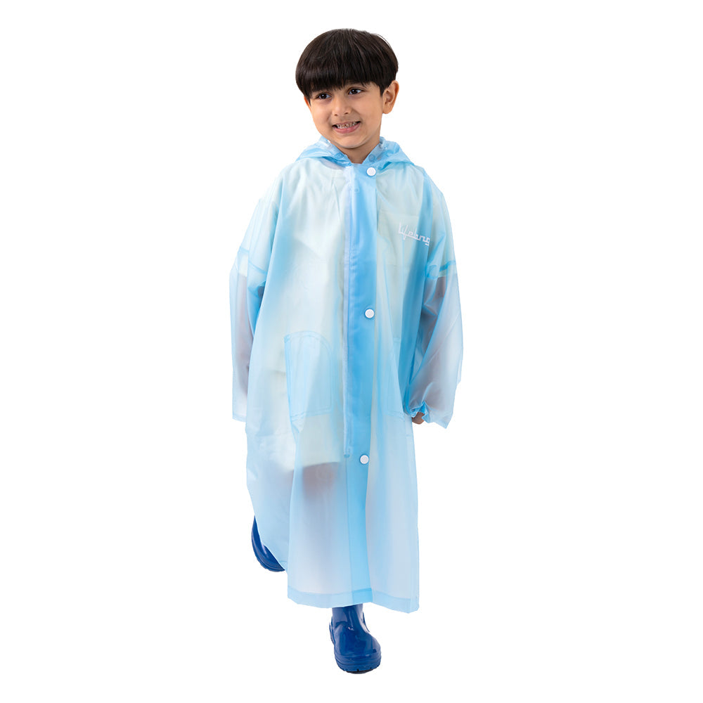 Waterproof PVC Kids Hooded Raincoat with School Bag Cover