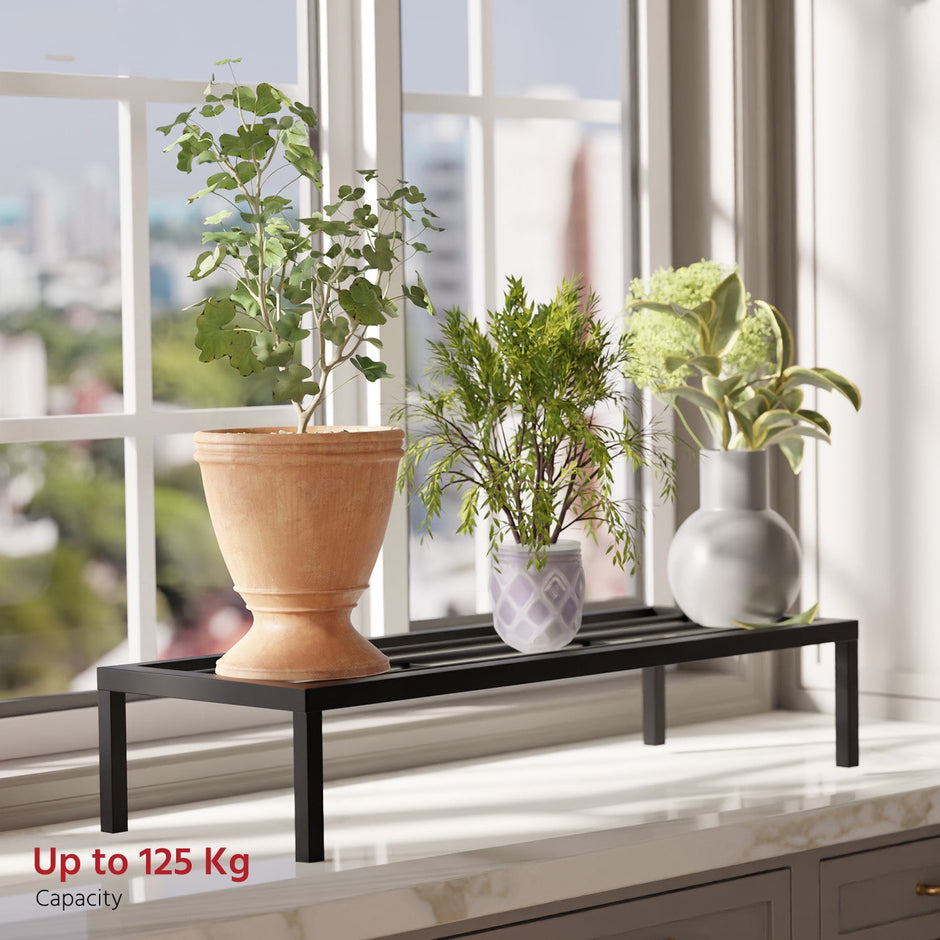 Lifelong 24" Plant Stand Set of 4 - 65Kg Capacity, Rust-Free, Indoor/Outdoor Use (Black)