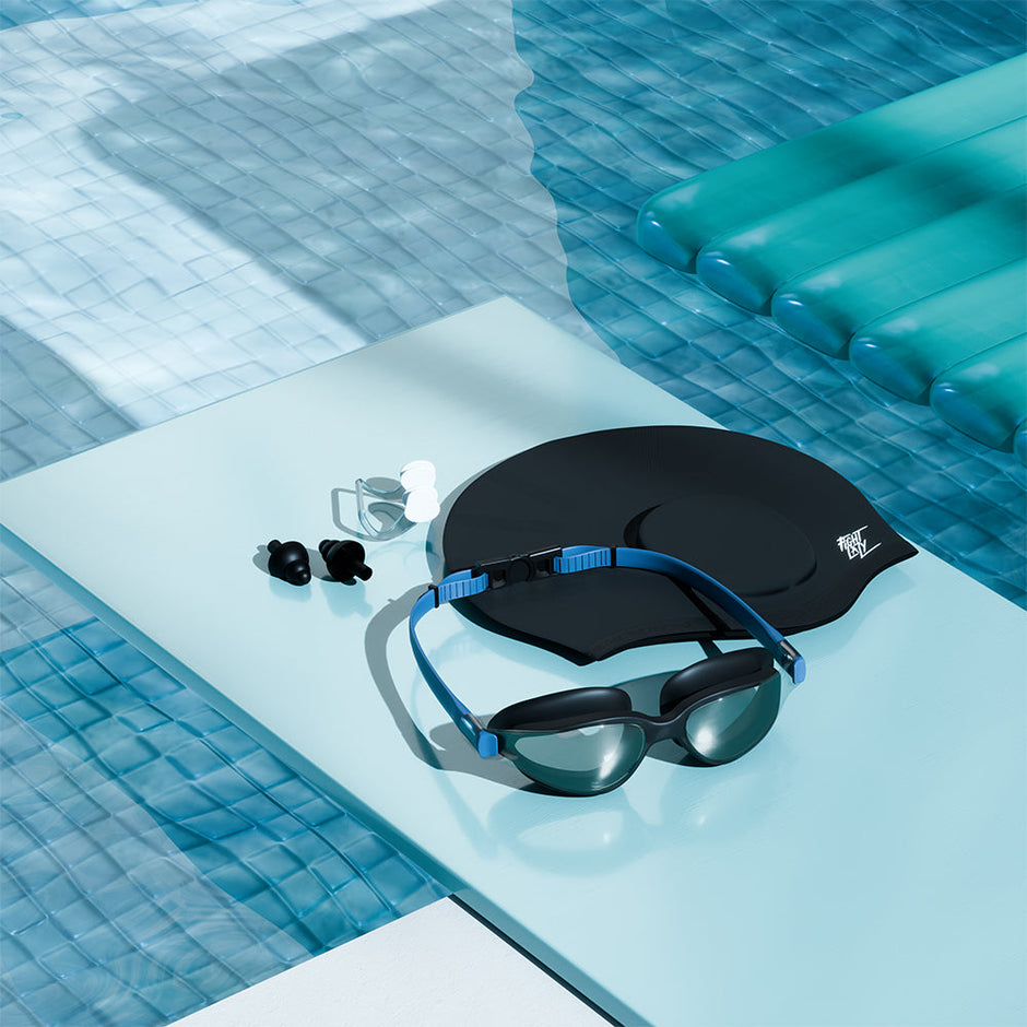 Lifelong Swimming Combo for Men - Goggles, Cap, Nose Clip(Blue)
