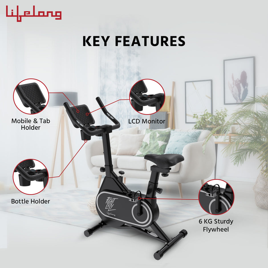 Spin Bike with 7kg Flywheel, 120kg Capacity & 12-Level Resistance