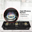 Lifelong LLGS930 3 Burner Glass Top Gas Stove - ISI Certified, LPG Only, High-Efficiency Burners