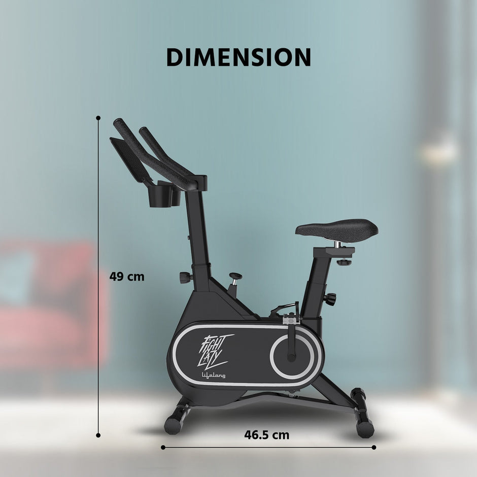🔹 Spin Bike with 7kg Flywheel, 120kg Capacity & 12-Level Resistance
