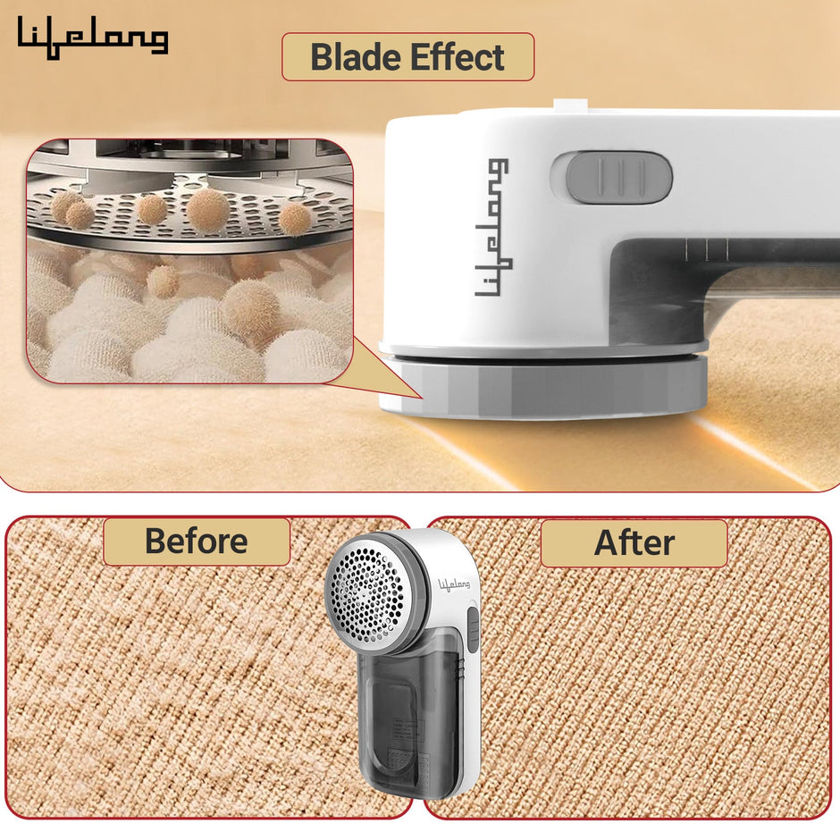 Lifelong 2-in-1 Lint Remover for Clothes with Brush - Fabric Shaver for Woollen Sweaters, Cotton Clothes, Sofa - Dust & Pet Hair Remover from Clothes - 2 Metre USB - Use with 5V-1A Adapter (LLELR18)
