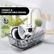 Lifelong Kitchen Organizer Stainless Steel Drying Rack -Vessel,Dish,Utensil Drainer Basket with Drip Tray, Suitable for All Utensils, Crockery, Plates & Bowl with Spoon Holder -Over Sink Bartan Stand