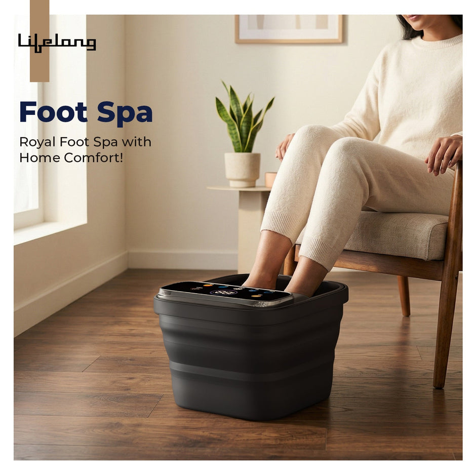 Lifelong Pedicure Foot Spa Massager Machine | Pedicure Tub for Home | with Digital Display & Bubble Function, 6 Massage Rollers & 3 Massage Model, Foldable Callus Remover | Remote Included