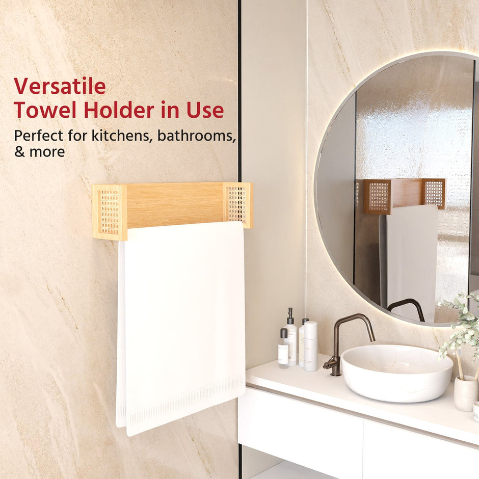Towel Holder for Bathroom | Durable & Stylish Bamboo Rattan Bathroom Towel Rack & Hanger | Solid & Multipurpose Stand