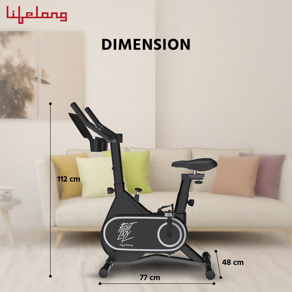 Spin Bike with 7kg Flywheel, 120kg Capacity & 12-Level Resistance