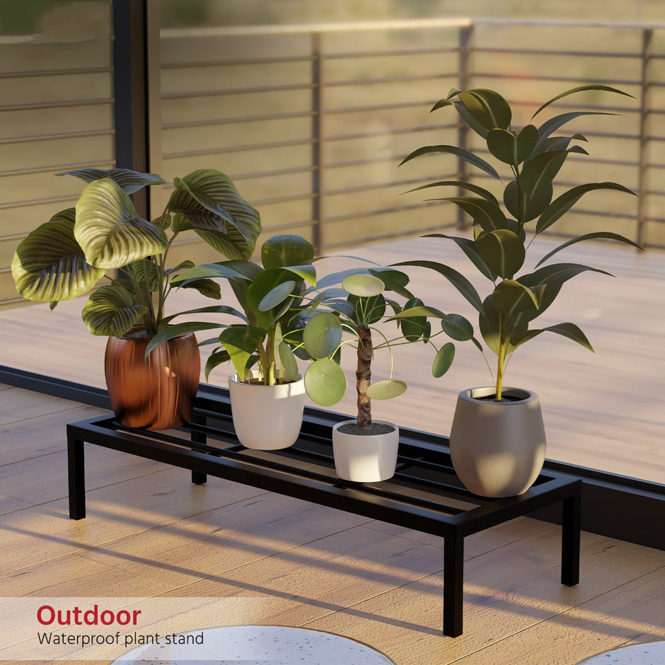 Lifelong 24" Plant Stand Set of 4 - 65Kg Capacity, Rust-Free, Indoor/Outdoor Use (Black)