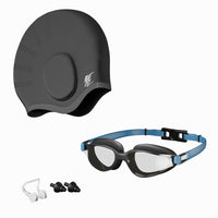 Unisex Adult Swimming Combo Kit with Swim Cap, Earplugs and Nose Clip
