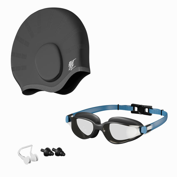 Lifelong Swimming Combo for Men - Goggles, Cap, Nose Clip(Blue)