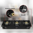 Lifelong LLGS930 3 Burner Glass Top Gas Stove - ISI Certified, LPG Only, High-Efficiency Burners