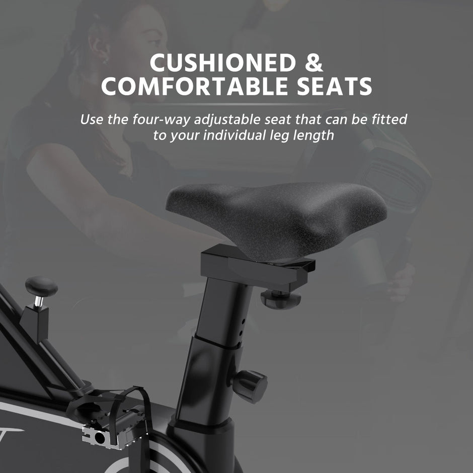 🔹 Spin Bike with 7kg Flywheel, 120kg Capacity & 12-Level Resistance