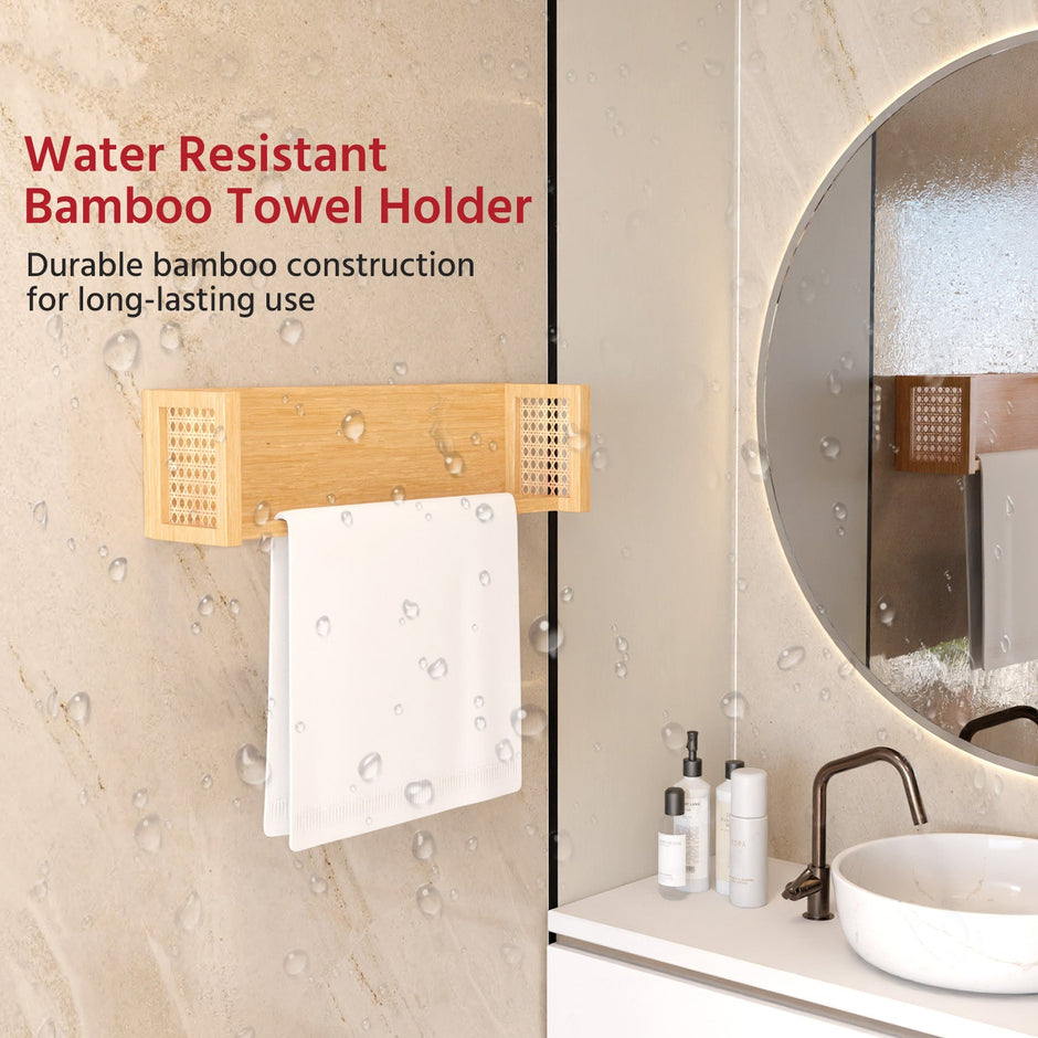 Towel Holder for Bathroom | Durable & Stylish Bamboo Rattan Bathroom Towel Rack & Hanger | Solid & Multipurpose Stand