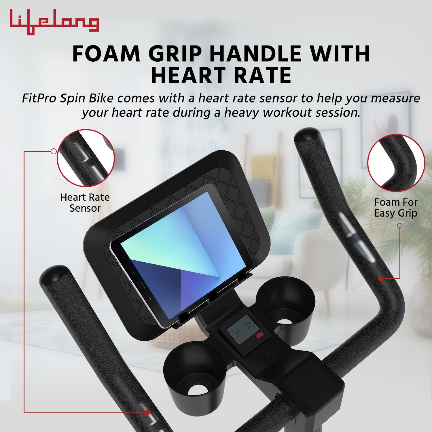 Spin Bike with 7kg Flywheel, 120kg Capacity & 12-Level Resistance