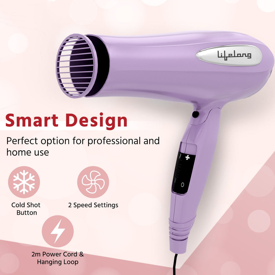 Lifelong 2100W Foldable Hair Dryer (LLPCW205, Lavender)