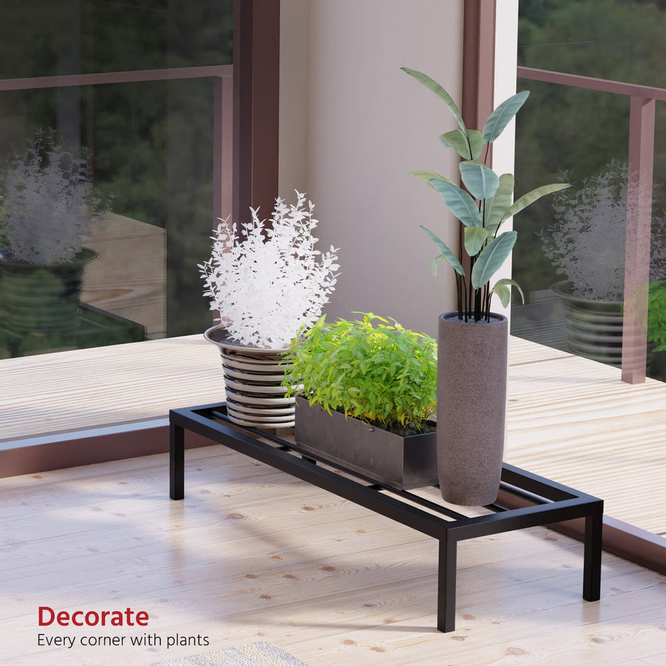 Lifelong 24" Plant Stand Set of 4 - 65Kg Capacity, Rust-Free, Indoor/Outdoor Use (Black)