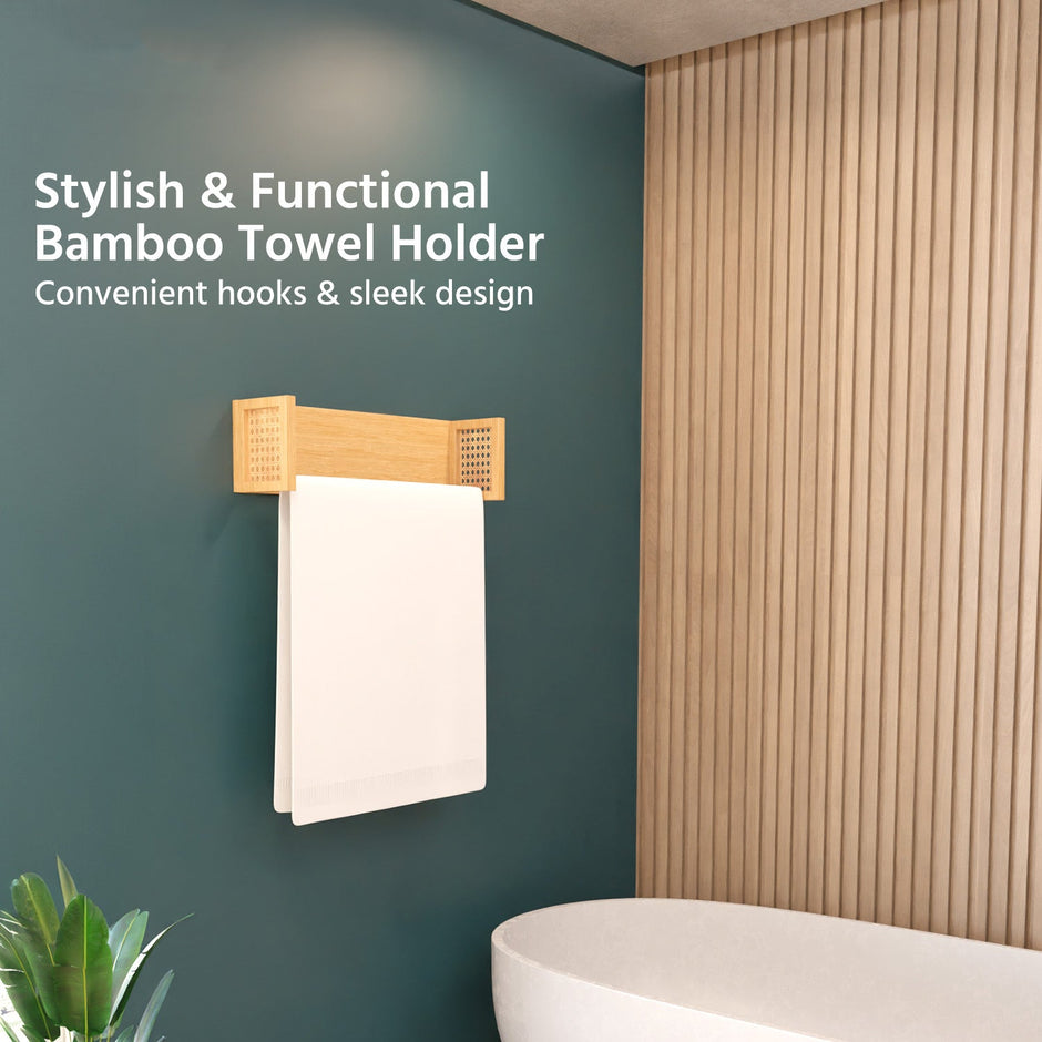 Towel Holder for Bathroom | Durable & Stylish Bamboo Rattan Bathroom Towel Rack & Hanger | Solid & Multipurpose Stand
