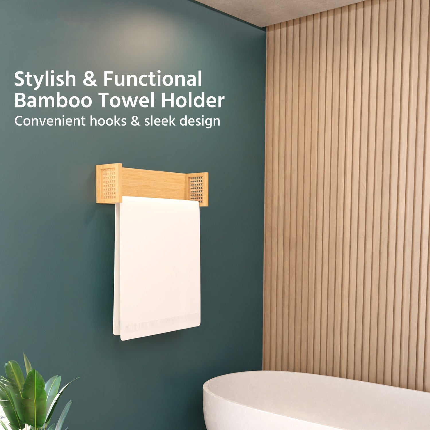 Towel Holder for Bathroom | Durable & Stylish Bamboo Rattan Bathroom Towel Rack & Hanger | Solid & Multipurpose Stand