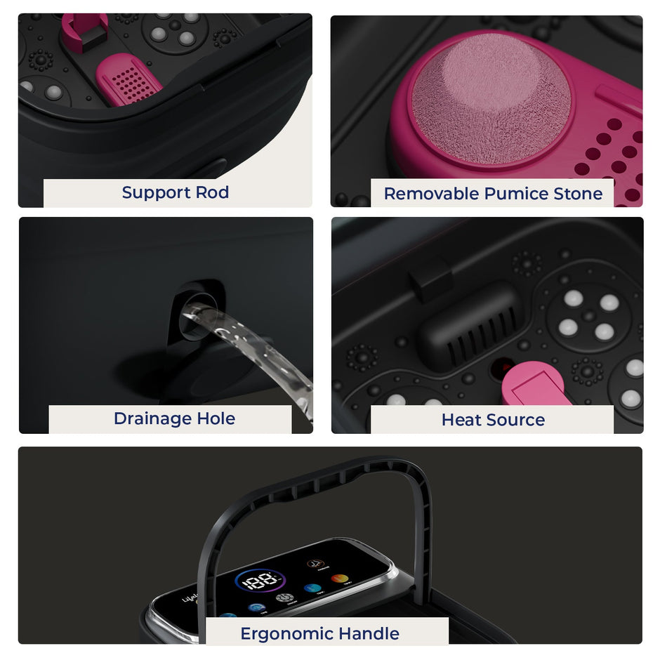 Lifelong Pedicure Foot Spa Massager Machine | Pedicure Tub for Home | with Digital Display & Bubble Function, 6 Massage Rollers & 3 Massage Model, Foldable Callus Remover | Remote Included