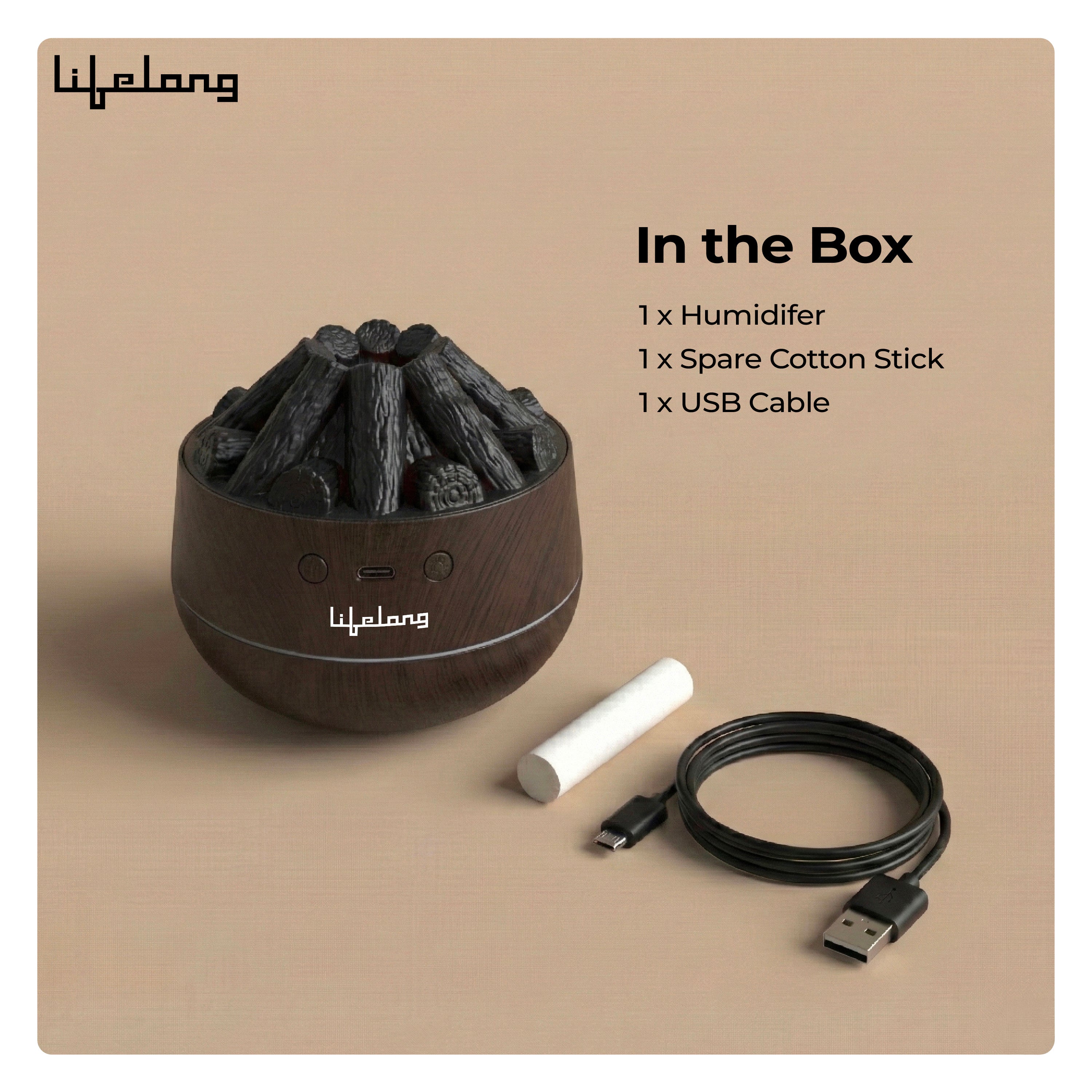 Lifelong Bonfire Home Humidifier & Essential Oil Diffuser | 300ml Tank Capacity |Ultrasonic Aromatherapy for Home, Office & Bedroom with Soothing Light for Relaxation| Essential Oil Fragrance Diffuser