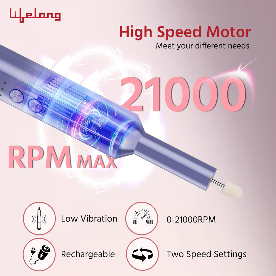 Professional Nail Drill Machine | Nail Filer Machine with 6 Sanding Bands, 12 Drills & Brush with Type-C