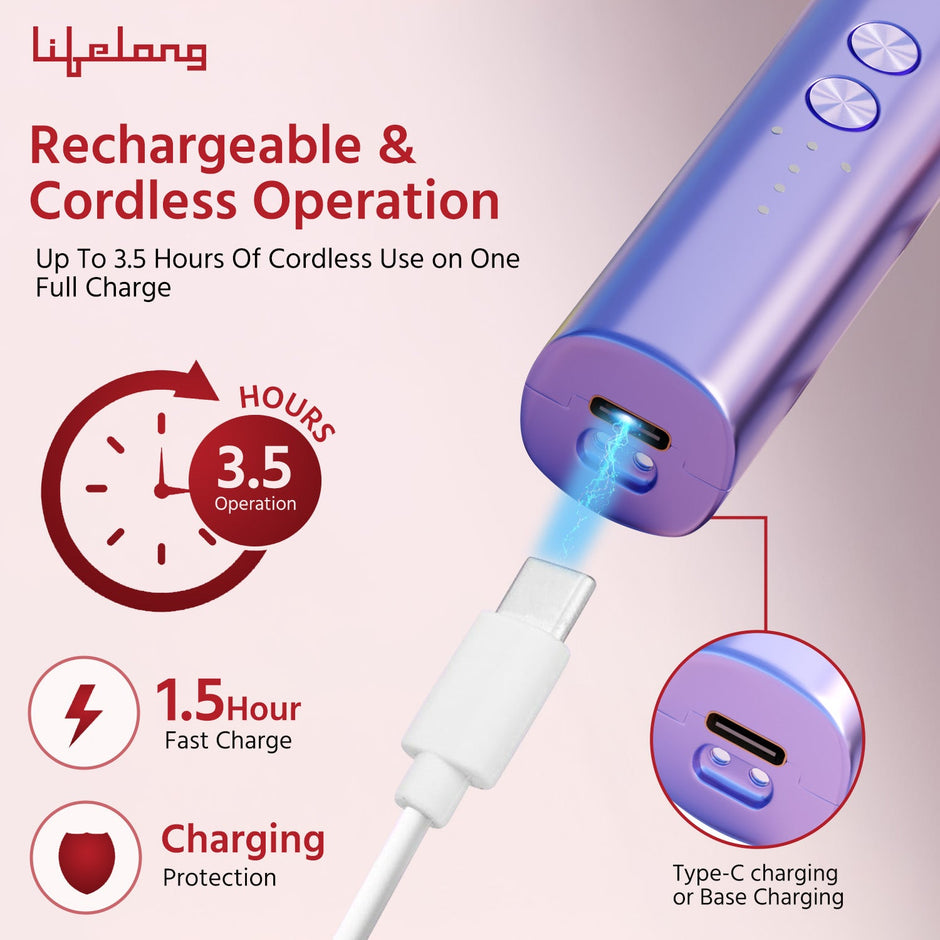 Professional Nail Drill Machine | Nail Filer Machine with 6 Sanding Bands, 12 Drills & Brush with Type-C