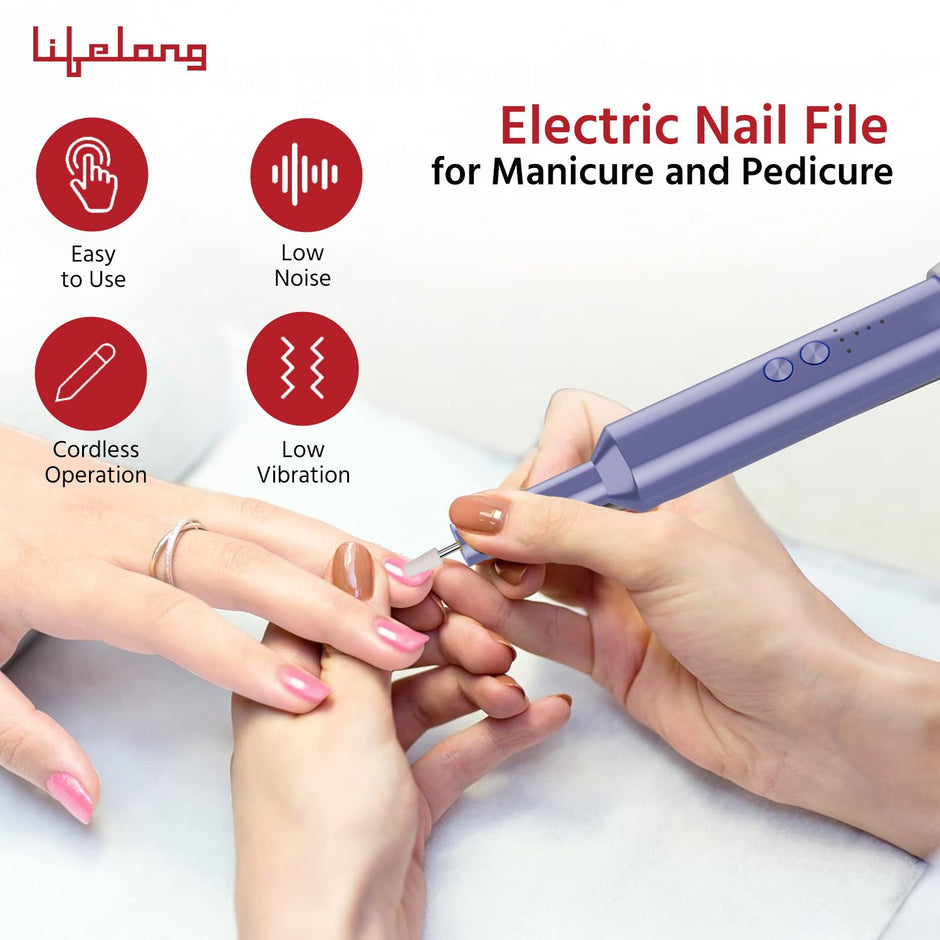 Professional Nail Drill Machine | Nail Filer Machine with 6 Sanding Bands, 12 Drills & Brush with Type-C