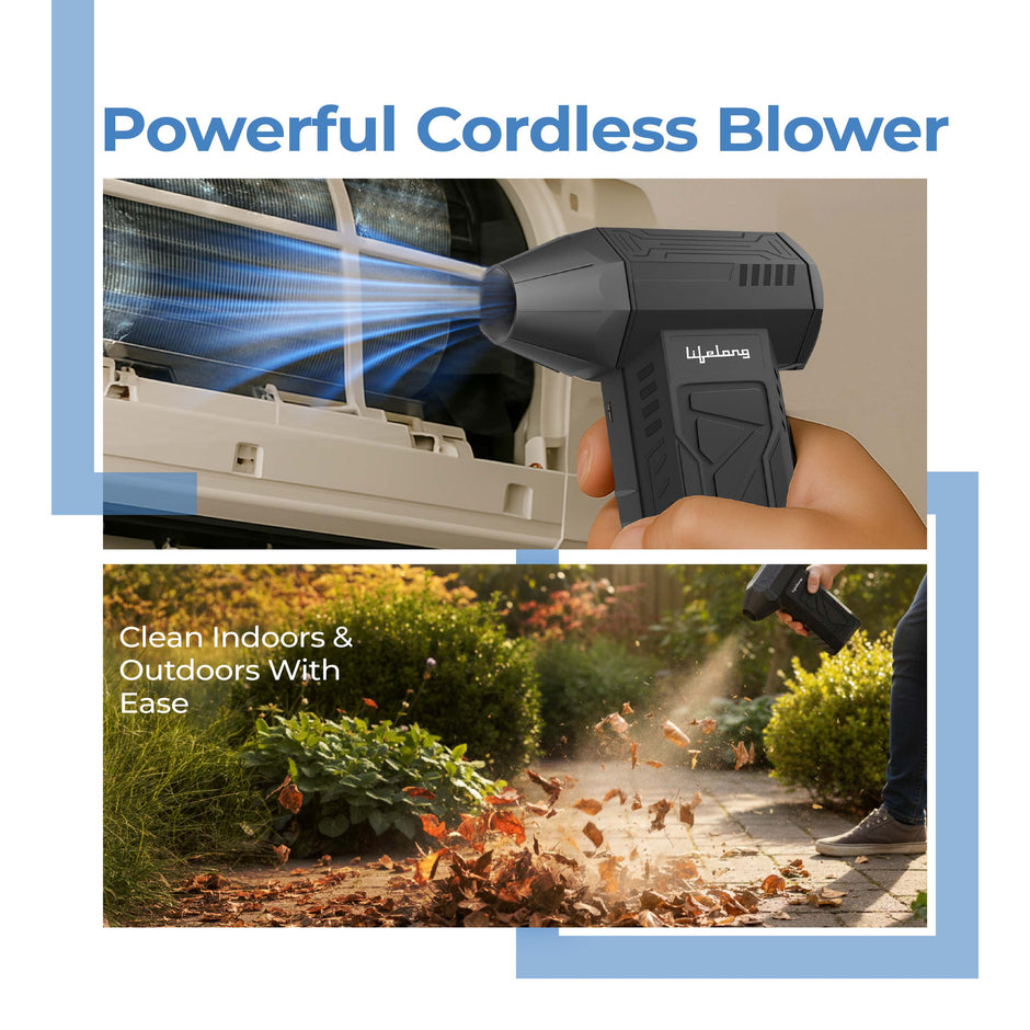 Lifelong Rechargeable Air Blower and Dust Cleaner for Home | Turbo Jet Machine Compressor | Powerful 130000 RPM | 8000 mAh | Duster for PC, Car, Keyboard & Electronics | BLDC Motor | 3 Speeds