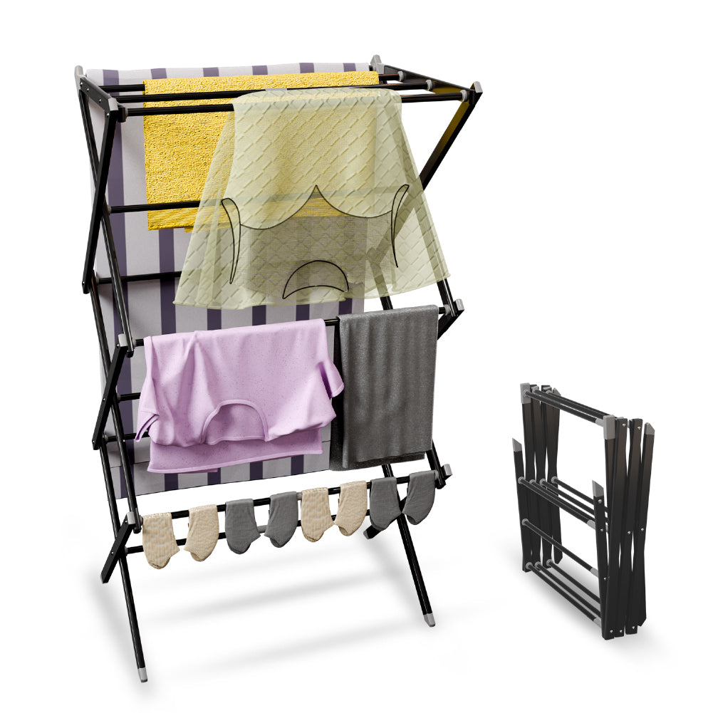 Lifelong Foldable Clothes Drying Stand | Vertical Metal Laundry Rack for Indoor & Balcony Use