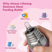 Lifelong SS304 Stainless Steel Baby Feeding Bottle 150ML with Silicone Sleeve – Anti-Colic, BPA Free, Leakproof Milk & Water Bottle for Newborns (Blue)
