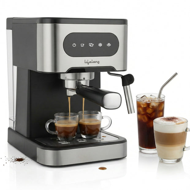 Lifelong 1350 W Digital Espresso Coffee Maker & Cold Brew Coffee Machine