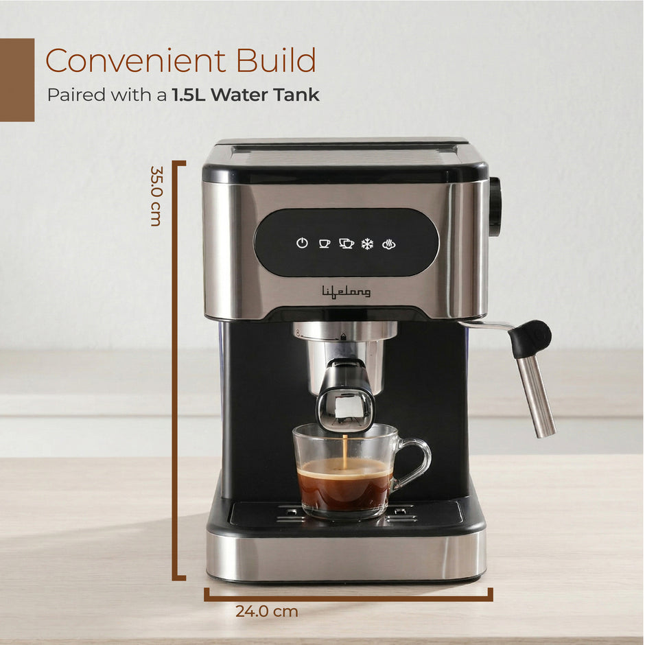 Lifelong 1350 W Digital Espresso Coffee Maker & Cold Brew Coffee Machine