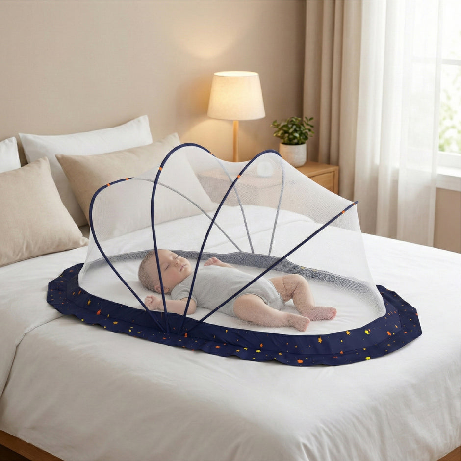 Lifelong Cuppy Foldable Baby Mosquito Net – Bottomless Umbrella Net with Soft Breathable Mesh for Kids 0-2 Years, 90x60x45cm (Blue)