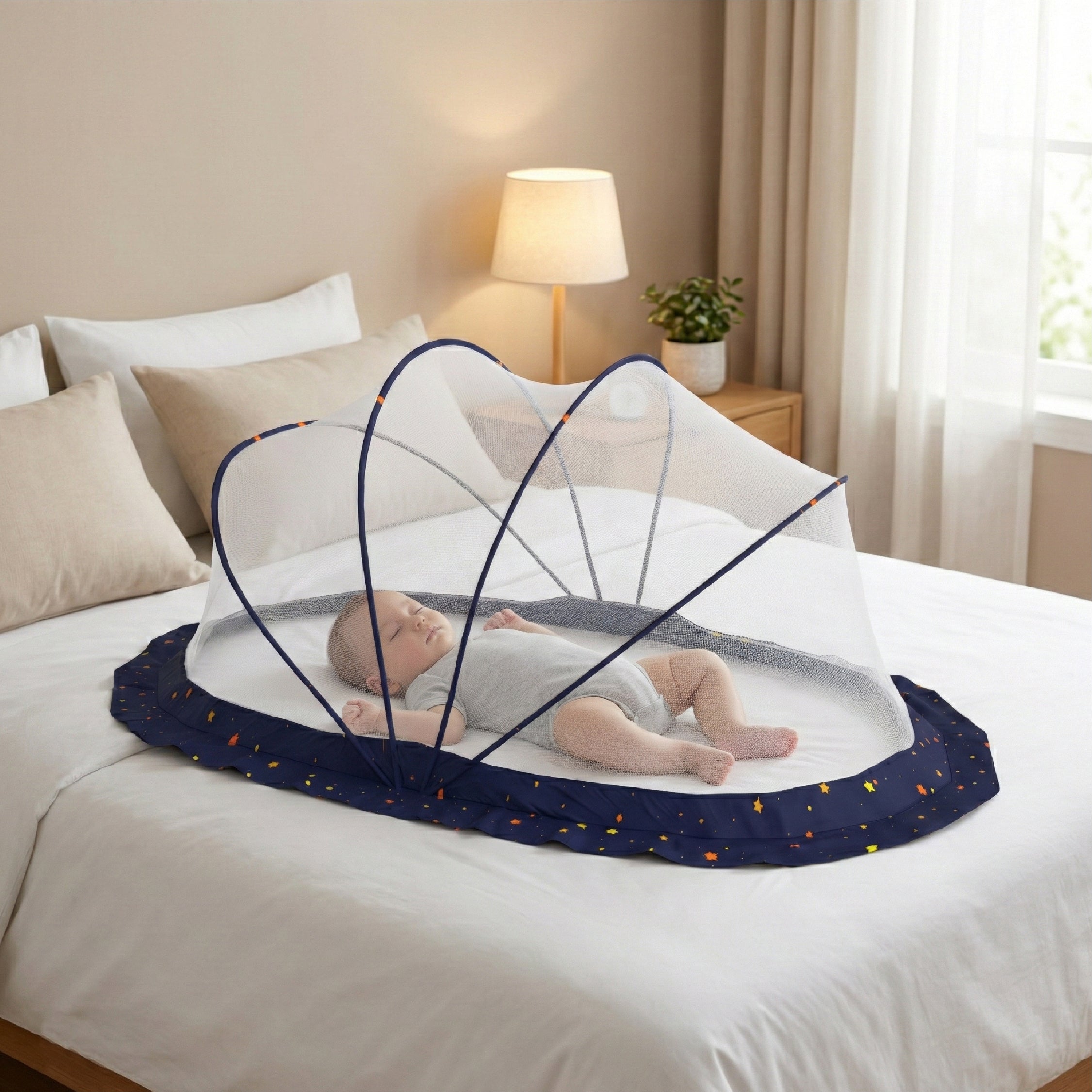 Lifelong Cuppy Foldable Baby Mosquito Net – Bottomless Umbrella Net with Soft Breathable Mesh for Kids 0-2 Years, 90x60x45cm (Blue)