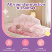 Lifelong Cuppy Foldable Baby Mosquito Net 0-2 Years, Bottomless & Breathable, Portable Umbrella Net – Pink