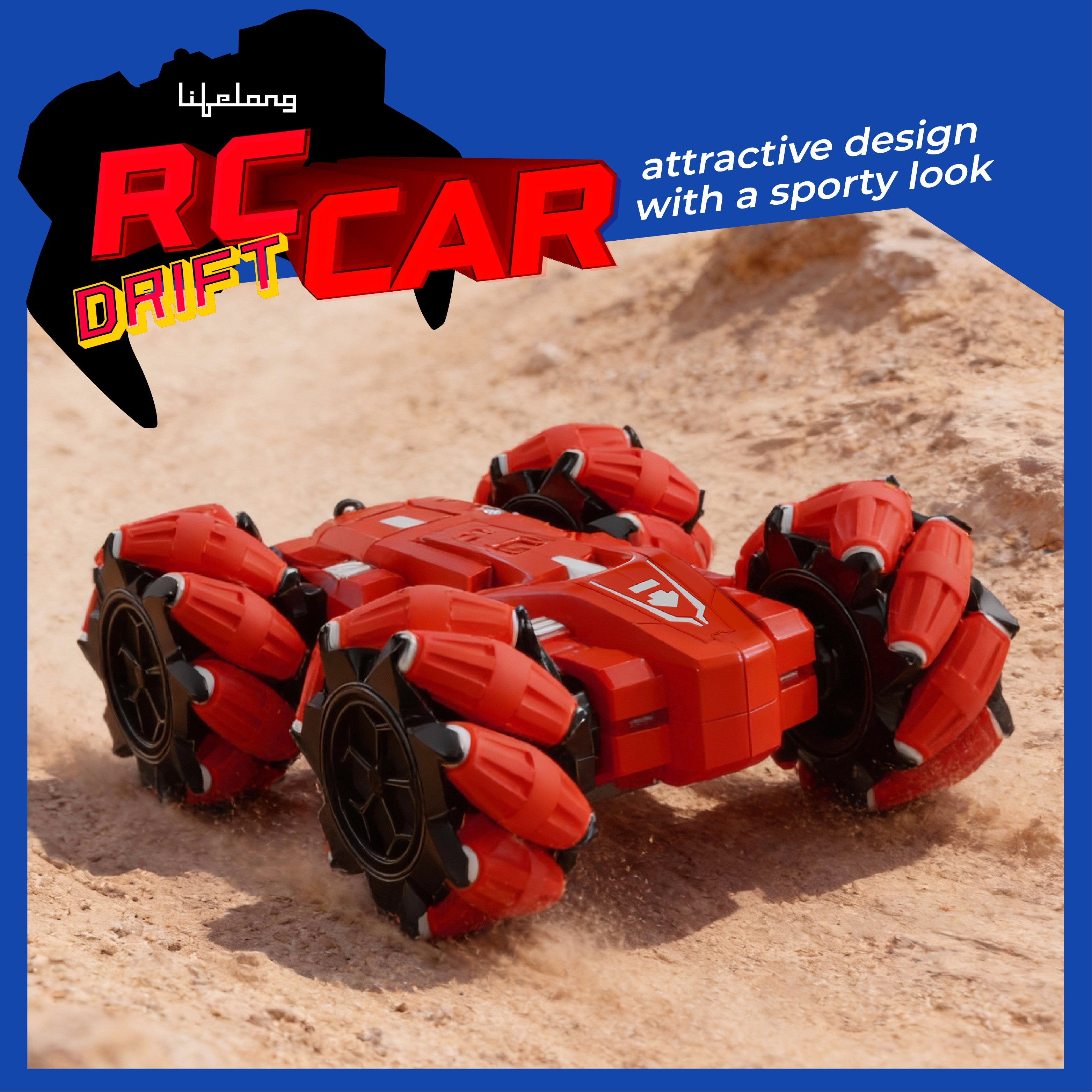 Lifelong 4x4 RC Drift Stunt Car with 360° Flip Action & Rechargeable Battery