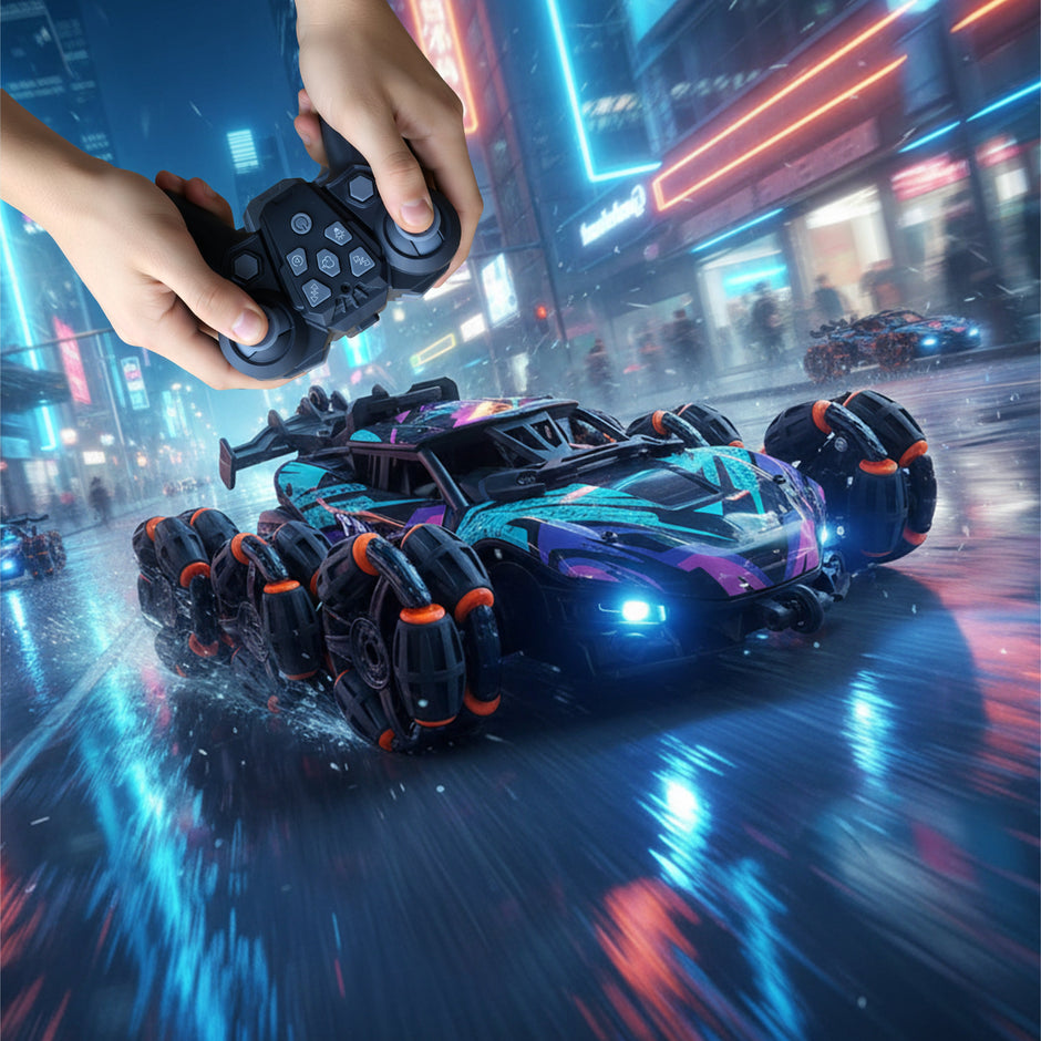 Lifelong 6x6 RC Stunt Car with Smoke, Lights, 360° Spin & Rechargeable Battery